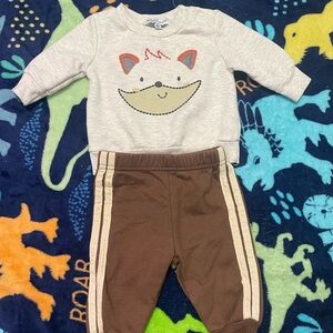 Cute Fox Baby Outfit with Brown Pants